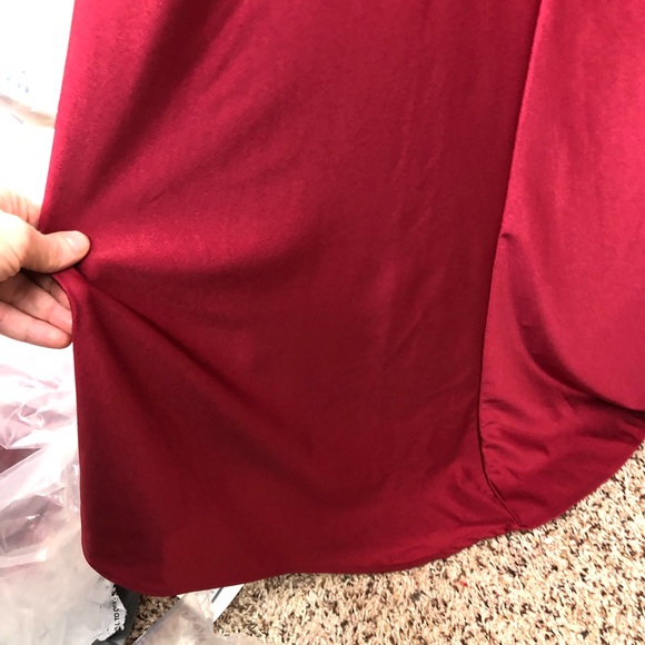 LA FEMME 26141 Burgundy High Neck Low back Gown - Picture 14 of 17